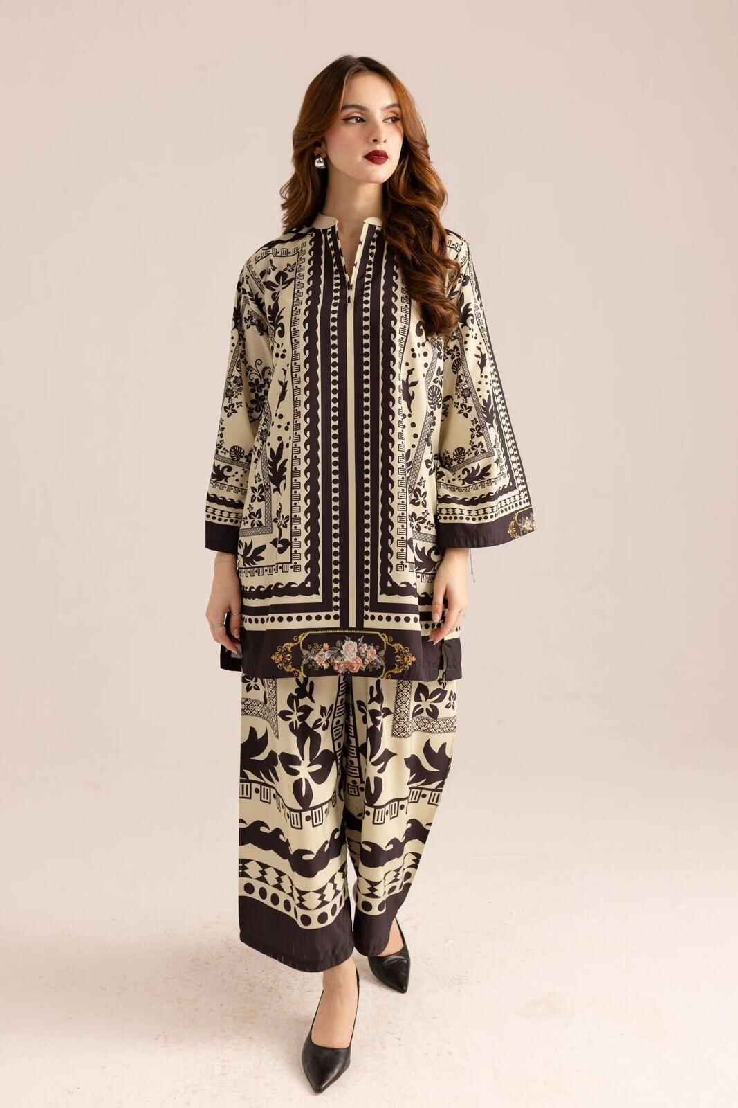 Stylish Women's Stitched Printed Shirt And Trouser Set - 2 Pcs