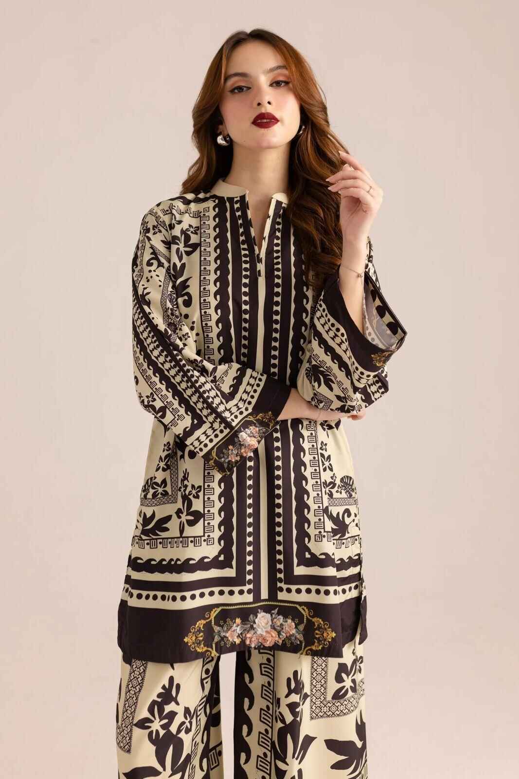 Stylish Women's Stitched Printed Shirt And Trouser Set - 2 Pcs