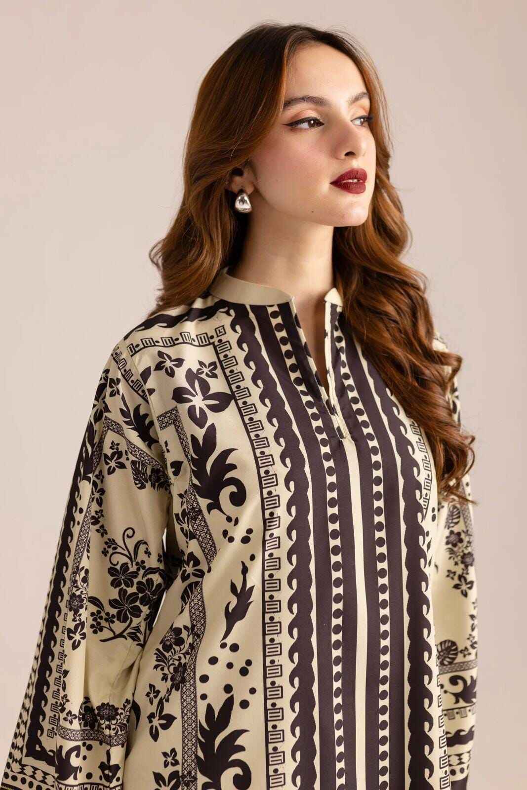 Stylish Women's Stitched Printed Shirt And Trouser Set - 2 Pcs