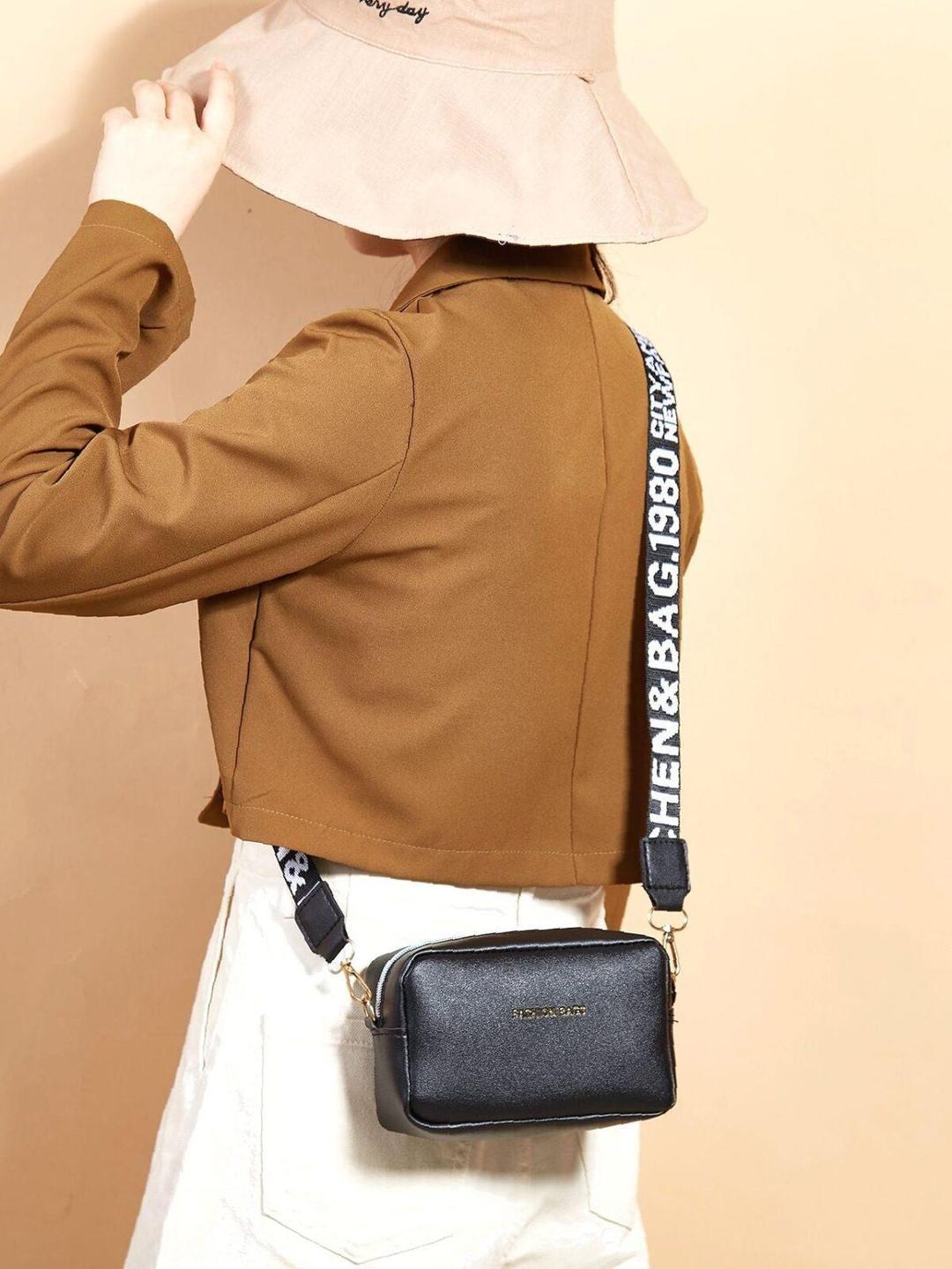 : Chic Black PU Leather Crossbody Bag for Girls