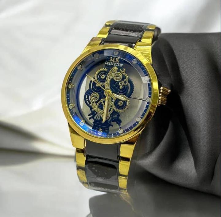 Men's Premium Formal Analogue Watch – Golden Black, Stainless Steel