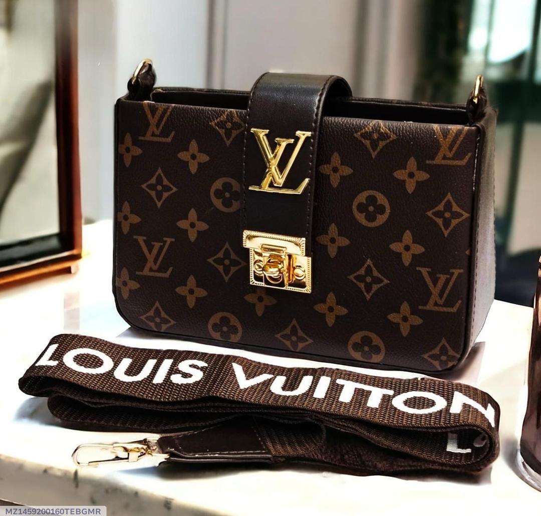 Girl's Premium Multipurpose Crossbody Bag – Brown Rexine, LV-Inspired Design