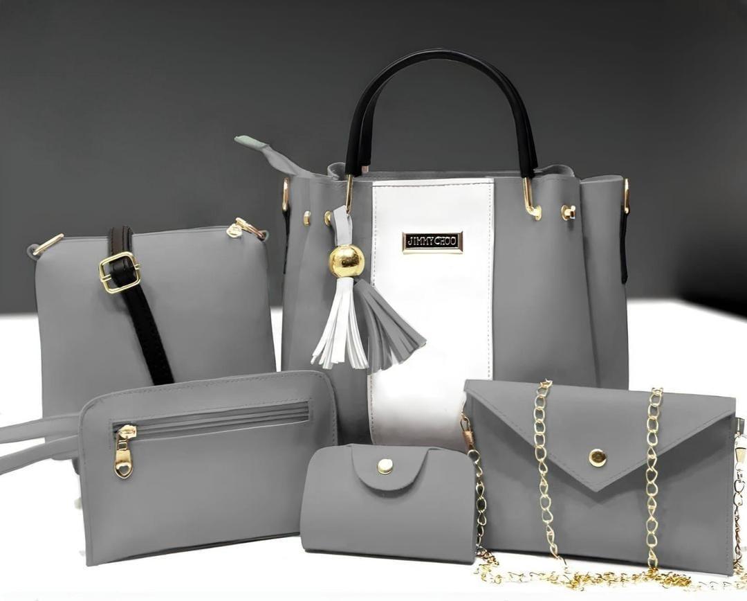 Stylish Women's PU Leather Hand Bag Set - 5 Pcs